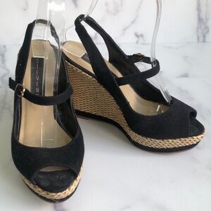 Steven by Steve Madden Black Canvas Mary Jane Style Wedges Size 6M